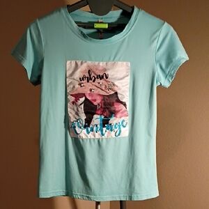 Women's Blue Graphic Tee Size XL